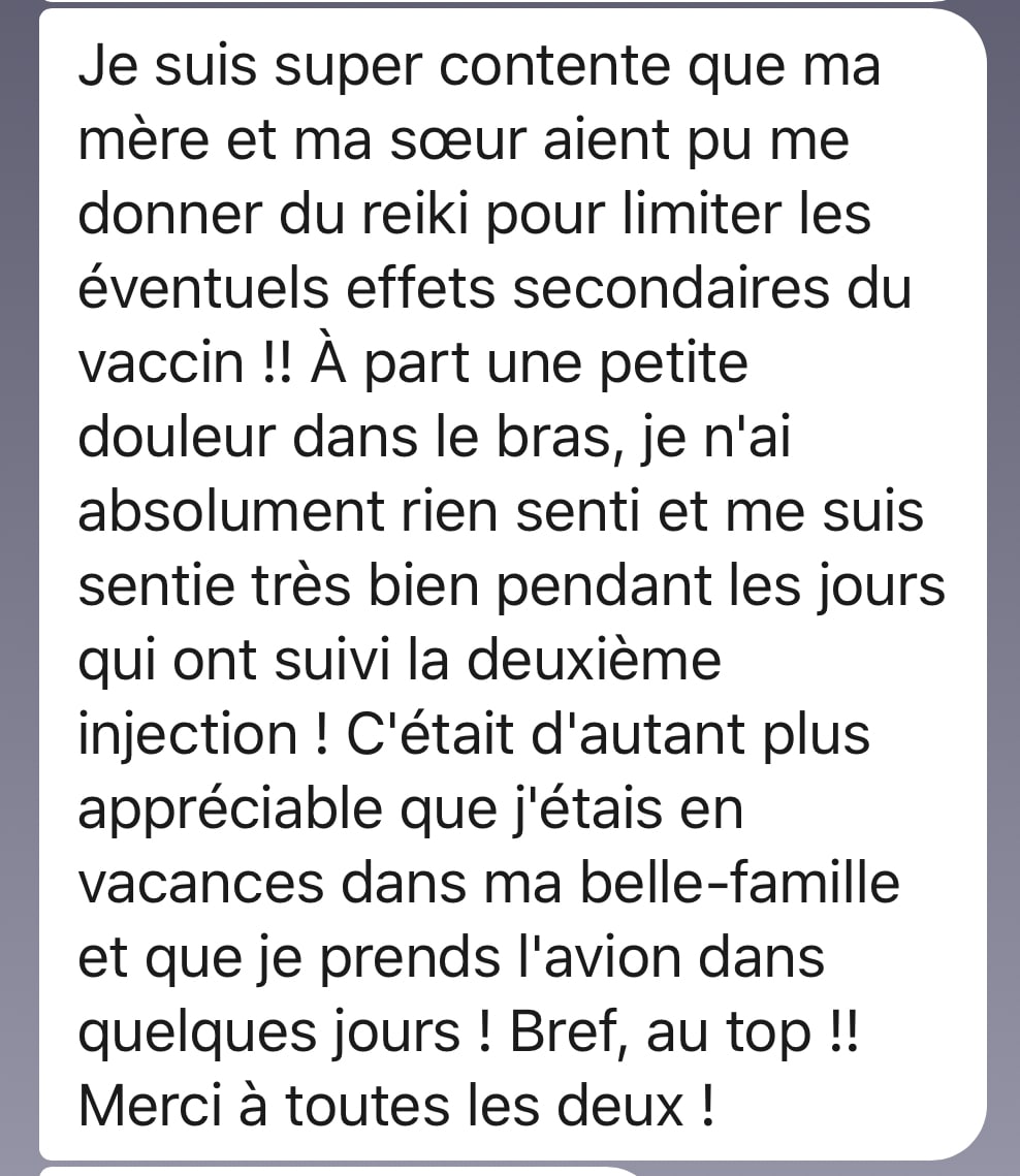 Reiki à distance après un vaccin